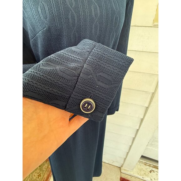 Vintage 70's Navy Blue LeRok Korell Knit Maxi Dress With Belt Sz M - Picture 7 of 16